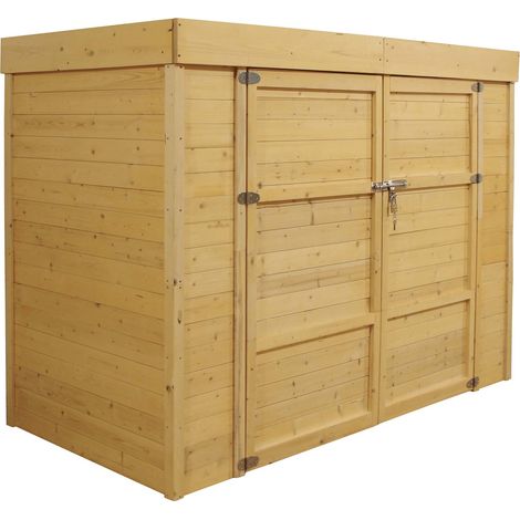 Garage armadio per 2 biciclette con serratura HHG-730 legno 100x204x150cm marrone
