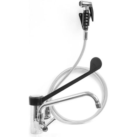 Robinet mitigeur - Bec pivotant - Douchette prérinçage - 17L/min - Saro