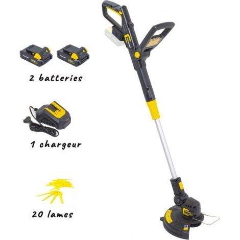 Steiner – Coupe-bordure à batterie 20V – Système à lame – 2 batteries 2Ah lithium-ion – Chargeur rapide 1h – Tête inclinable et rotative (1/5)