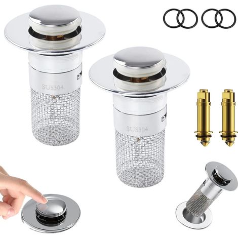 2 Pièces Bouchon Lavabo Evier Salle de Bain 34-40mm Filtre Evier (1/5)