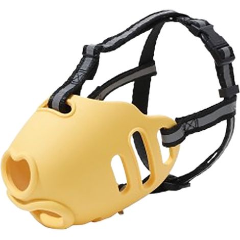 Muselière réfléchissante ajustable pour chien - Masque anti-morsure et anti-ingestion Jaune L Jaune (1/4)