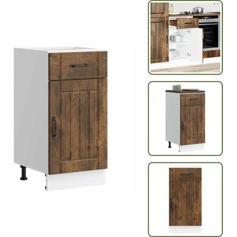 The Living Store Küchen-Unterschrank Lucca Räuchereiche Holzwerkstoff - Küchenmöbel (1/5)