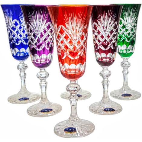 Verres à champagne en cristal coloré 150 ml Ananas (1/5)