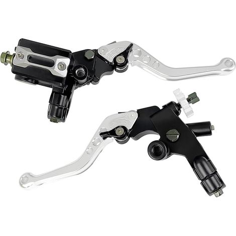 Levier d'embrayage Universel 7/8" 22mm Maître-Cylindre Pompe de Frein Réglable Compatible avec Yama-ha Polaris Suzuki Kawa-saki Honda Moto (Argent) (1/5)