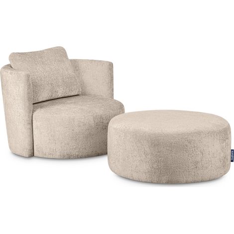 KONSIMO RAGGI Drehsessel Set inkl. Sitzhocker, Chenille-Stoff, grau (1/5)