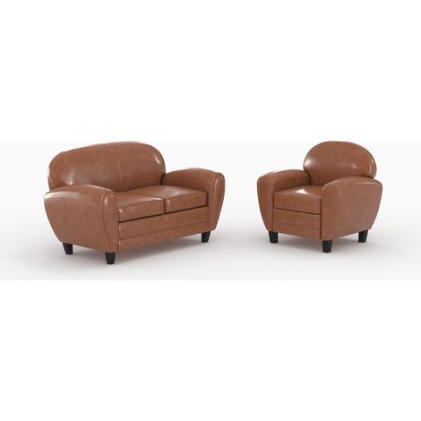 Ensemble canapé et fauteuil camel 3 places - Club (1/5)