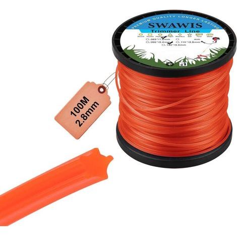 Fil de Coupe Nylon Star Orange 2,8mm/100m Bobine de Tondeuse Trimmer Line de Rechange pour Jardin de Mauvaises Herbes (1/5)