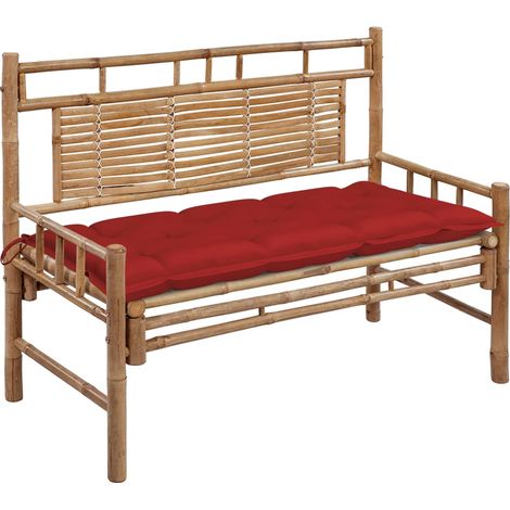 Gartenbank mit Auflage 120 cm Bambus