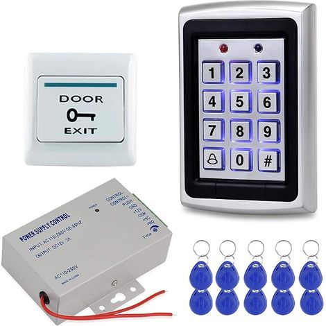 Door Access Control System Kit Metal Case RFID Keypad 125KHz DC12V Power Controller Exit Button Keychains without Lock (1/5)
