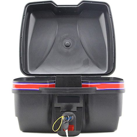 Coffre Arrière de Moto, 35x24,5x27cm Support de Stockage de Coffre Supérieur Arrière de Moto Étanche Noir pour Scooter de Véhicule Électrique (1/5)