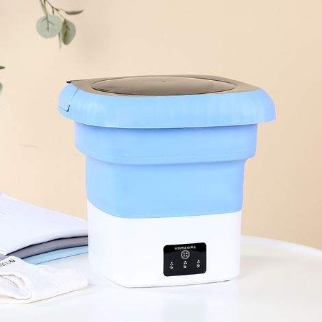Mini machine à laver pliable et portable, idéale pour laver les sous-vêtements et les vêtements de bébé (bleue). (1/5)