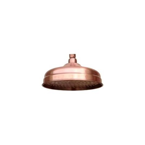 Cabezal de ducha redondo de cobre rojo antiguo de 2,5 cm (1 pulgada), tubo extensor para ducha tipo lluvia, brazo de montaje en pared, accesorios de baño - Crezuo