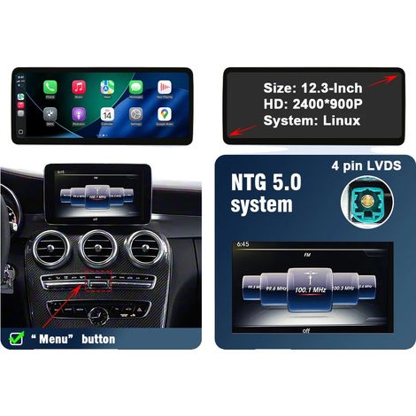 Pantalla multimedia para coche, CarPlay inalámbrico, Android Auto, 12,3 pulgadas NTG5.0 (1/2)