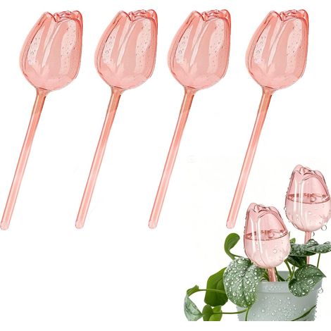 Sfere per l'irrigazione delle piante (set da 4) - Sistema di irrigazione a goccia automatico - Sfere per l'irrigazione automatica a forma di tulipano - Per piante da interno ed esterno - Decorazione p (1/5)