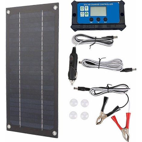Kit de panneau solaire 100 A avec contrôleur de charge pour système de charge solaire extérieur pour camping-car, bateau ou remorque. (1/5)