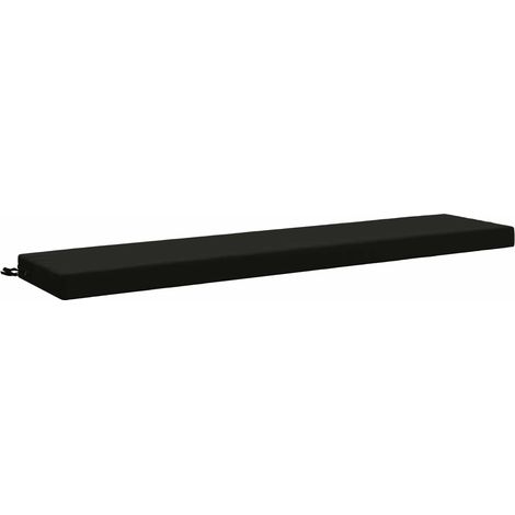 Coussin de banc rectangulaire intérieur et extérieur polyester noir 200 x 40 x 8 cm, 2.65kg (1/5)