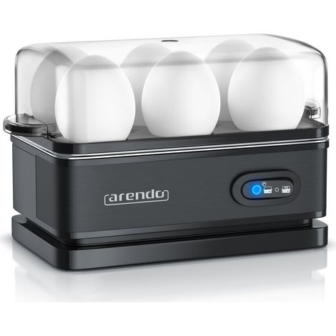 Arendo Eierkocher 6-fach, 400 W, Edelstahl, Warmhaltefunktion, Härtegrad einstellbar, für 6 Eier, schwarz (1/5)