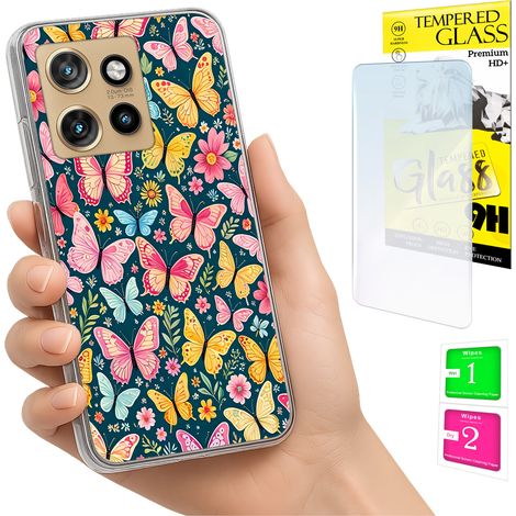 Custodia per Motorola Edge 50 Neo Photo Case Back Butterfly + vetro 9H (1/5)
