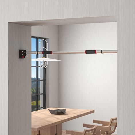 Verstellbare Türreckstange von 95 cm bis 123 cm, Belastbarkeit 200 kg, Schwarz