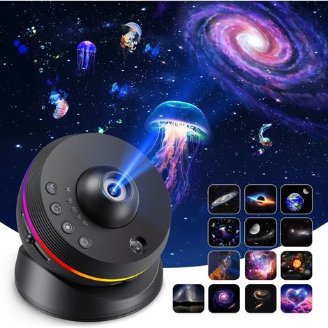 Projecteur Ciel Etoile, Planetarium Projecteur 13 en 1, Rotatif 360° Projecteur Galaxie 4K HD avec Minuterie, Météore Dynamiques (1/5)
