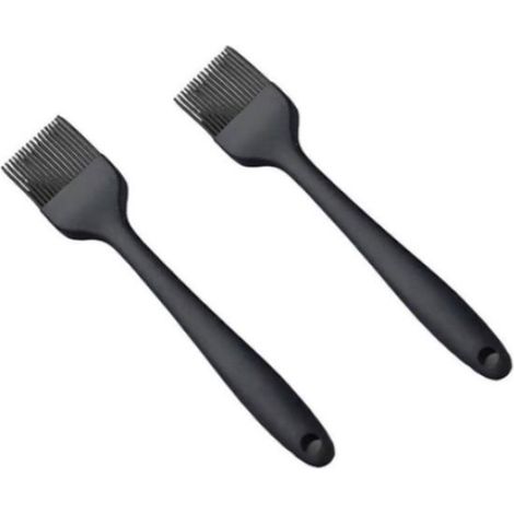 Lot de 2 pinceaux de cuisine en silicone, pinceaux à pâtisserie, barbecue et marinade, résistants à la chaleur et compatibles lave-vaisselle, noir (1/2)