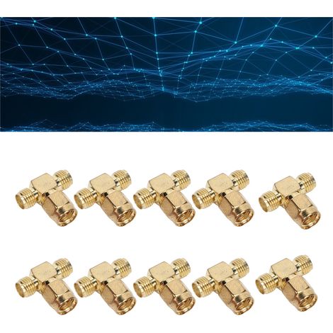 10 Pièces Connecteur SMA en T Large Bande Adaptateur Fréquence Radio Câble Coaxial pour Système GPS