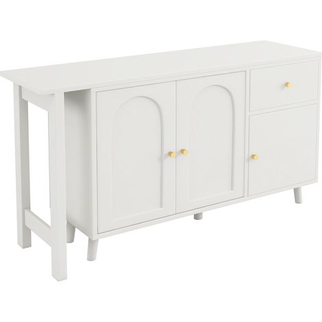 Bureau multifonction 2 en 1 et buffet – pivotant à 360°, 3 portes, 1 tiroir – élégant bureau d’ordinateur, bureau d’angle, coiffeuse, bureau, buffet (1/5)
