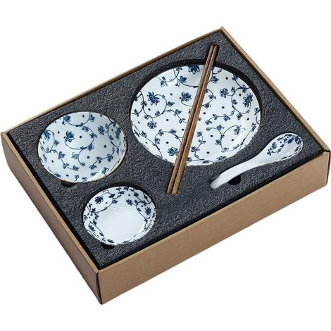 6 bols en céramique, bols à riz japonais, épais et résistants, compatibles micro-ondes four lave-vaisselle, motifs variés (1/5)