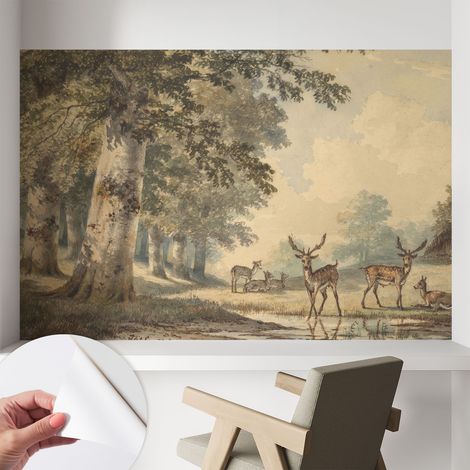 Papier peint autocollant avec imprimé décoratif pour salon et chambre à coucher Installation facile Calme de la forêt 104x70 cm (1/5)