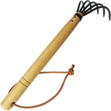 Râteau à main, outil de bêchage portable, mini râteau en acier pour le jardinage et le repiquage (1/5)