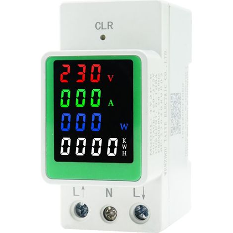 Compteur d'électricité ACDin Rail, wattmètre, moniteur de consommation, wattmètre/kWh, voltmètre/ampèremètre, affichage LED, multimètre numérique-AquaForge