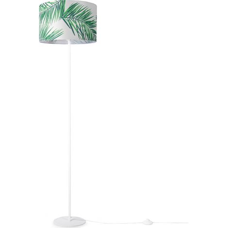 Paco Home Stehlampe Wohnzimmer Leselampe Lampenschirm Deko Schlafzimmer Kinderzimmer Palme Grün (Ø38cm), Stehleuchte - Weiß