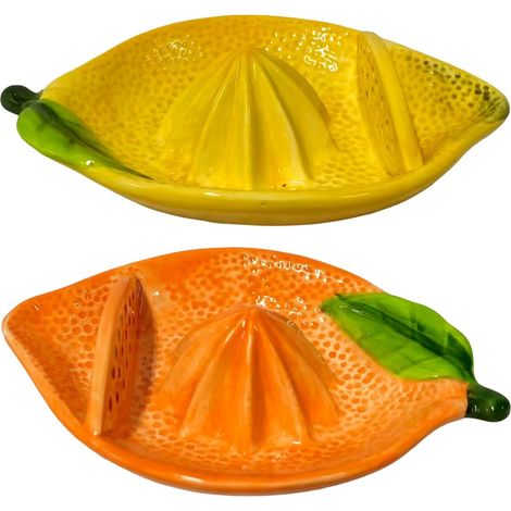 Zitronenpresse Zitrone und Orange aus Keramik 17 cm 2er Set