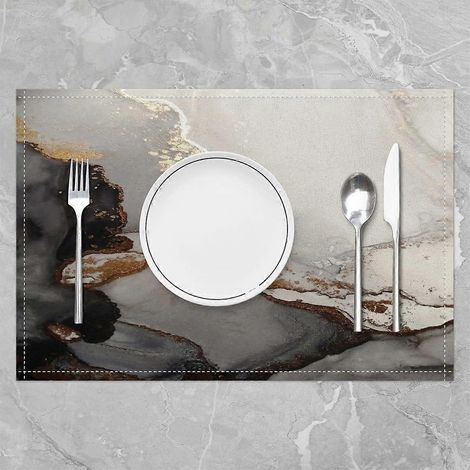Sets de table décoratifs en marbre noir et blanc, style moderne, 45,7 x 30,5 cm, lot de 4, motif aquarelle, jejeloiu Placem (1/2)