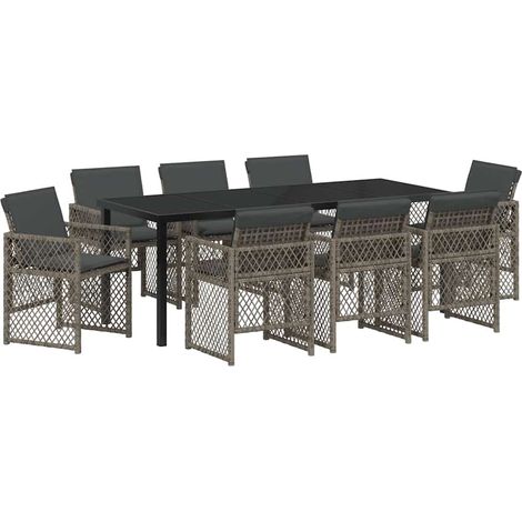 Maison Exclusive - Set da Pranzo per Giardino 9 pcs Grigio polyrattan