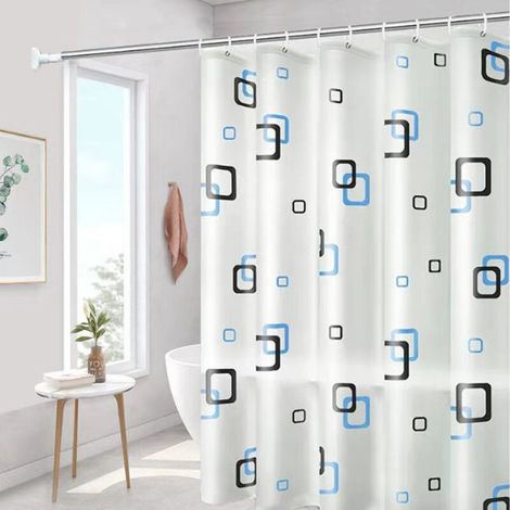 Rideau de Douche Décoratif Motif Océan Géométrique - Tissu Imperméable Abstrait Plage - pour Salle de Bain - 152x178cm (60"x70") (1/5)