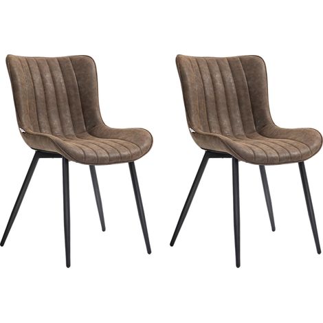 Lot de 2 chaises de salle à manger design moderne et capitonné pour salon, salle à manger, chambre à coucher, marron (1/5)
