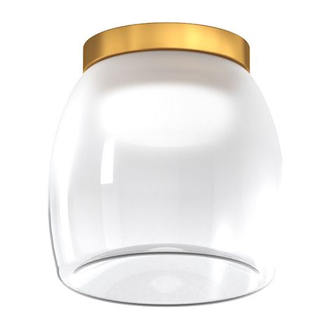 Plafoniera Contemporanea Drum Metallo Oro Vetro Bianco 1 Luce Led 8W Calda