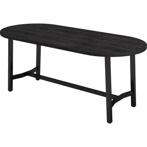 Table à manger 180x80x75 cm pour 6-8 personnes avec coins arrondis et pieds en fer noirs (1/5)