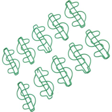 100 Stück Dollar-förmige Büroklammern, kreativ und niedlich, aus verchromtem Metall, Lesezeichen-Büroklammern für Schüler und Schreibwaren (1/5)