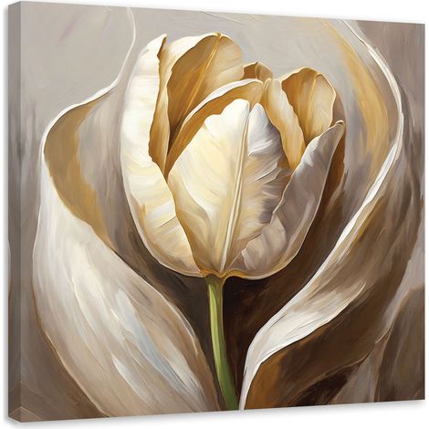 Tableau sur toile Tableau sur toile Fleurs de tulipes peintes à la main 50x50 (1/5)