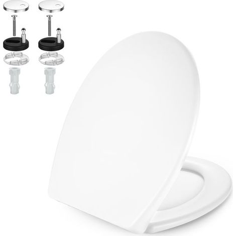 1 abattant WC ovale, frein de chute, charnières inox, PP résistant, universel, 44,4 x 37,1 cm, salle de bain (1/5)