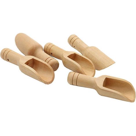 Petite pelle à sel à manche en bois, cuillère à café, cuillère à condiments (1/4)