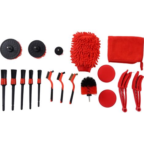 Kit de 18 pièces d'outils de nettoyage auto, brosses perceuse pour jantes, intérieur et extérieur (1/5)