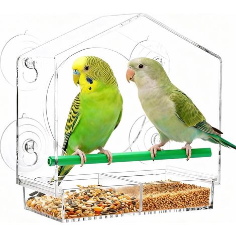 Mangeoire à Oiseaux Transparente pour Fenêtre avec Ventouses Fortes et Plateau Amovible, Idéale pour l'Observation des Oiseaux Sauvages en Extérieur (1/5)