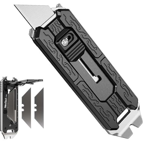 E20 Cutter Rétractable Compartiment Rangement Lames Couteau Multifonctions Poche Changement Rapide Levier Décapsuleur Clip Poche (1/5)