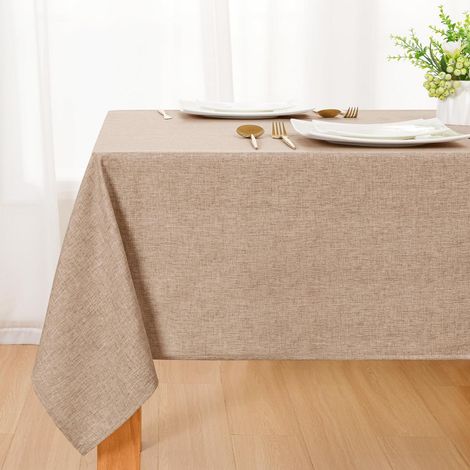 Abwaschbare Tischdecke Leinenoptik 100x140cm Khaki, Wasserabweisend, Maschinenwaschbar