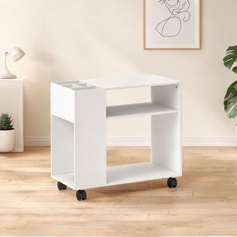 Meuble imprimante blanc avec rangements et roulettes 70 x 34 x (1/5)