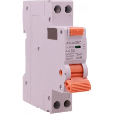 RCBO Interruttore Magnetotermico Differenziale Tipo F Slim 1 Modulo DIN, Curva C 1P+N 6000A 30mA AC 230V IP20, Corrente Disponibili 6A 10A 16A 20A 25A 32A 40A (C20A)