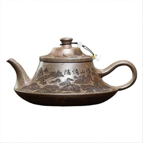Théière en argile, minerai, boue de bois d'agar, cuisson au bois, four à nuages, théière, service à thé chinois, théière en céramique (1/5)